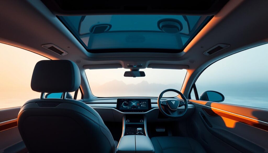 interior veículo elétrico premium tecnologias